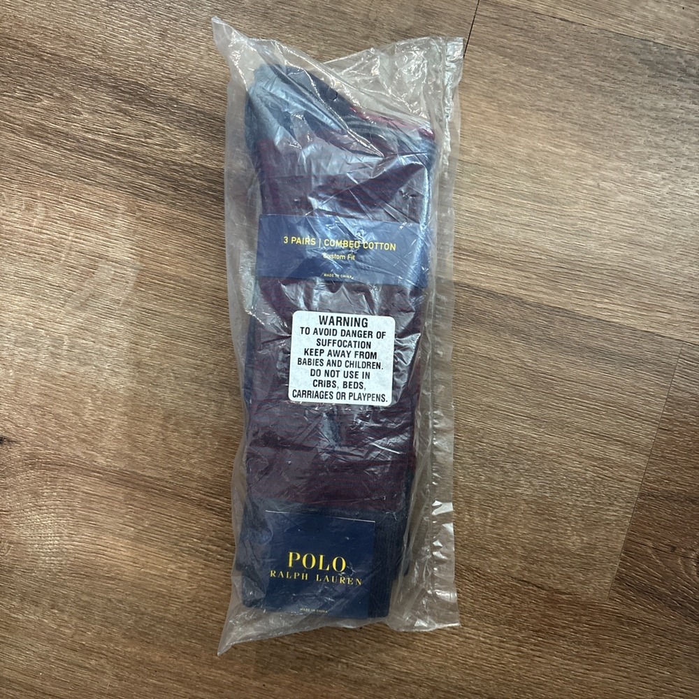 Polo Ralph Lauren Casual Dress Socks Mens 10-13 Combed Cotton Custom Fit 3 Pair